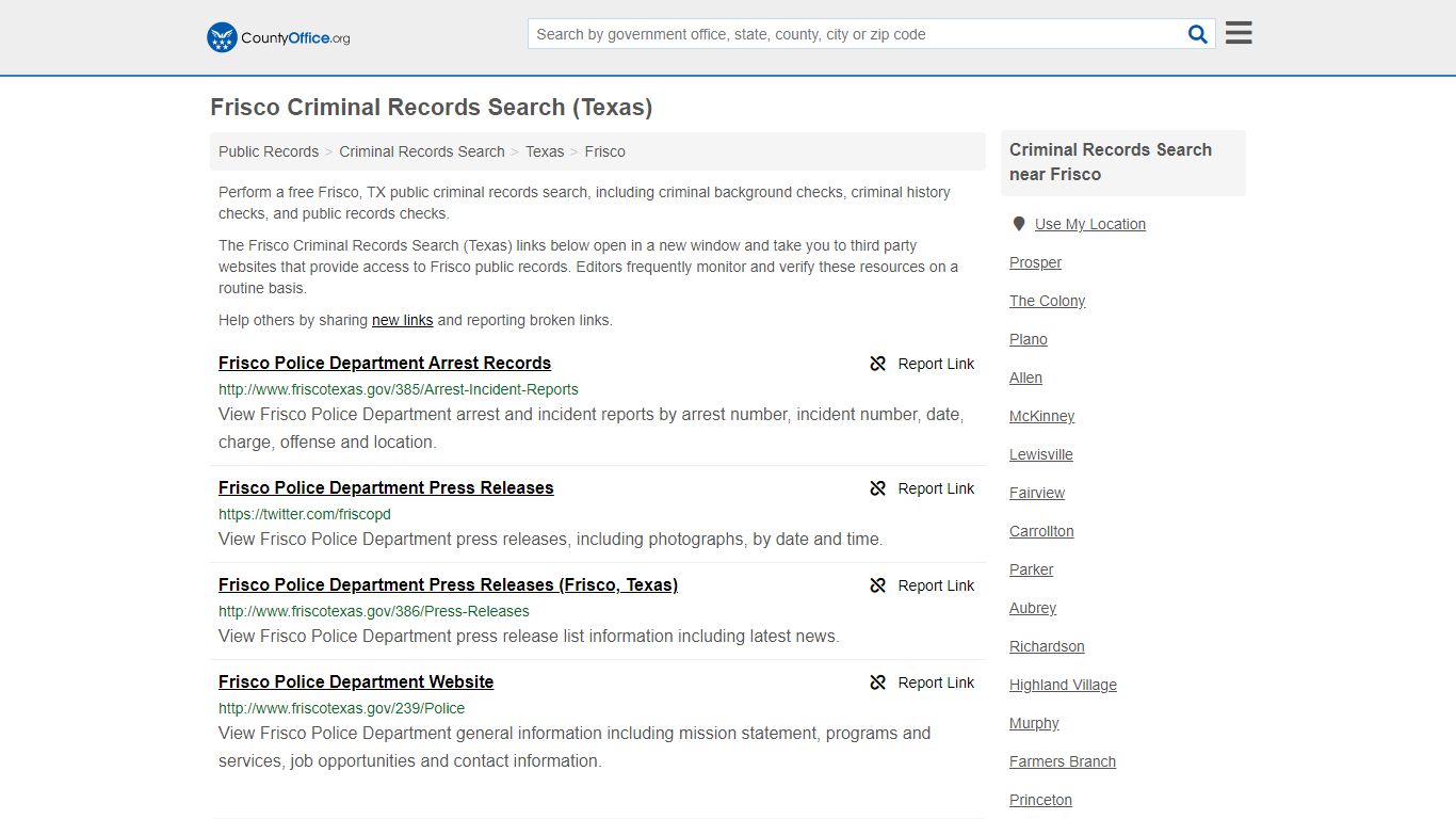 Criminal Records Search - Frisco, TX (Arrests, Jails ...
